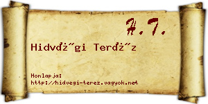 Hidvégi Teréz névjegykártya